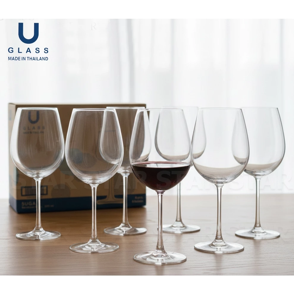 U GLASS แก้วไวน์ แก้วน้ำ ผลิตในไทย สีใส ขนาด 425ml และ 590 ml แก้วมีก้าน