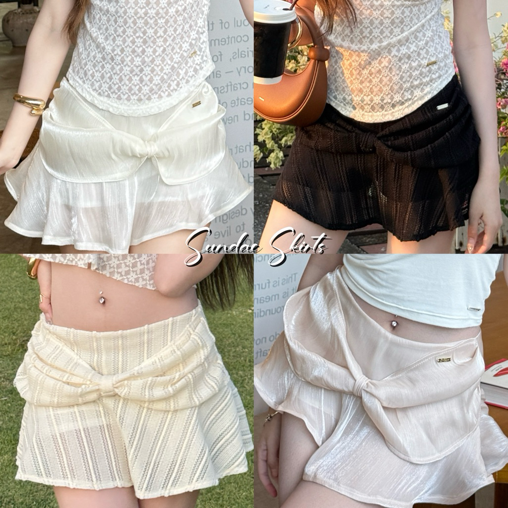 Sundae skirts (SR37)🐰🥂 กระโปรงสั้นดีเทลแต่งโบว์ siristylebkk