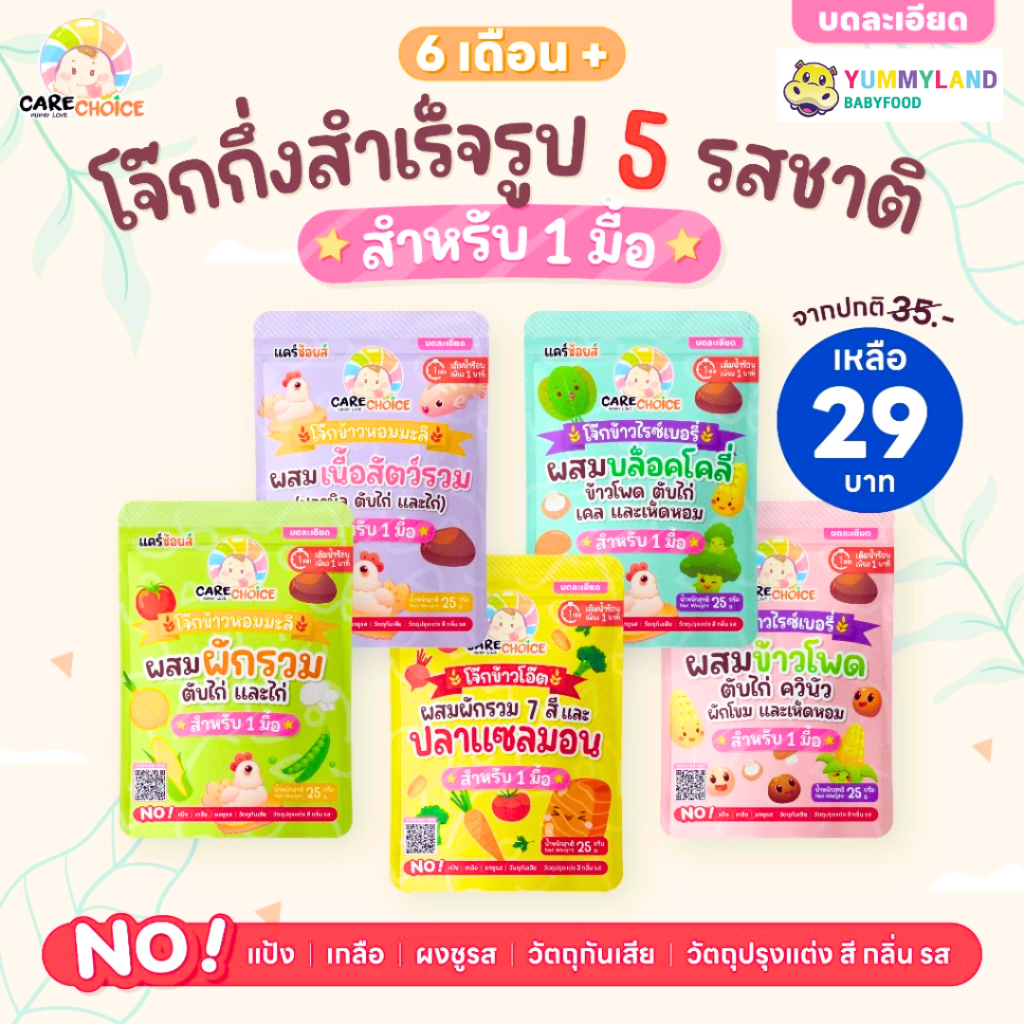 Care Choice  แคร์ช้อยส์ โจ๊กกึ่งสำเร็จรูปสำหรับเด็ก ข้าวเด็ก 6 เดือนขึ้นไป