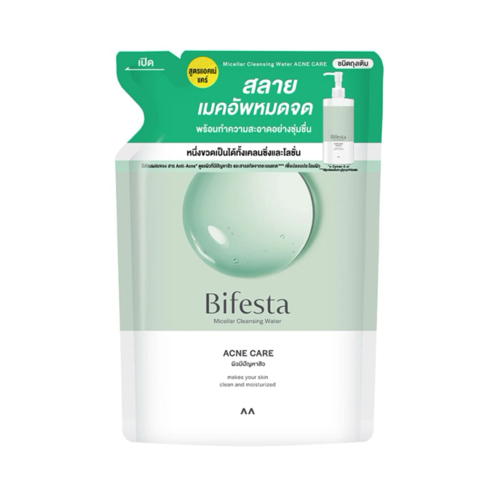 ที่เช็ดเครื่องสำอางบีเฟสต้า สูตร ปัญหาสิว Bifesta Micellar Cleansing Water Acne (ชนิดเติม 360 มล)