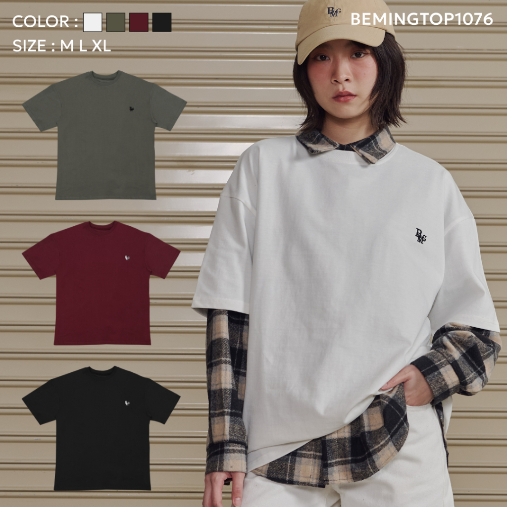 Bemingtop1076(M-XL)-BMG Pure Form Tee - เสื้อยืดคอกลมทรงสวย ใส่ได้ทุกวัน