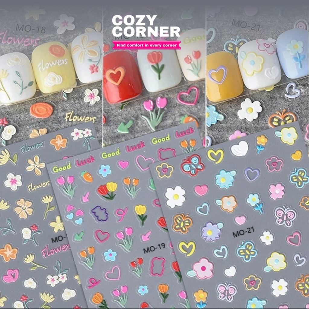 สติ๊กเกอร์กันน้ำ ลายน่ารัก สำหรับตกแต่งเล็บ สามารถใช้ตกแต่งสมุดโน้ต เครื่องเขียน อุปกรณ์สำนักงาน และเล็บมือ