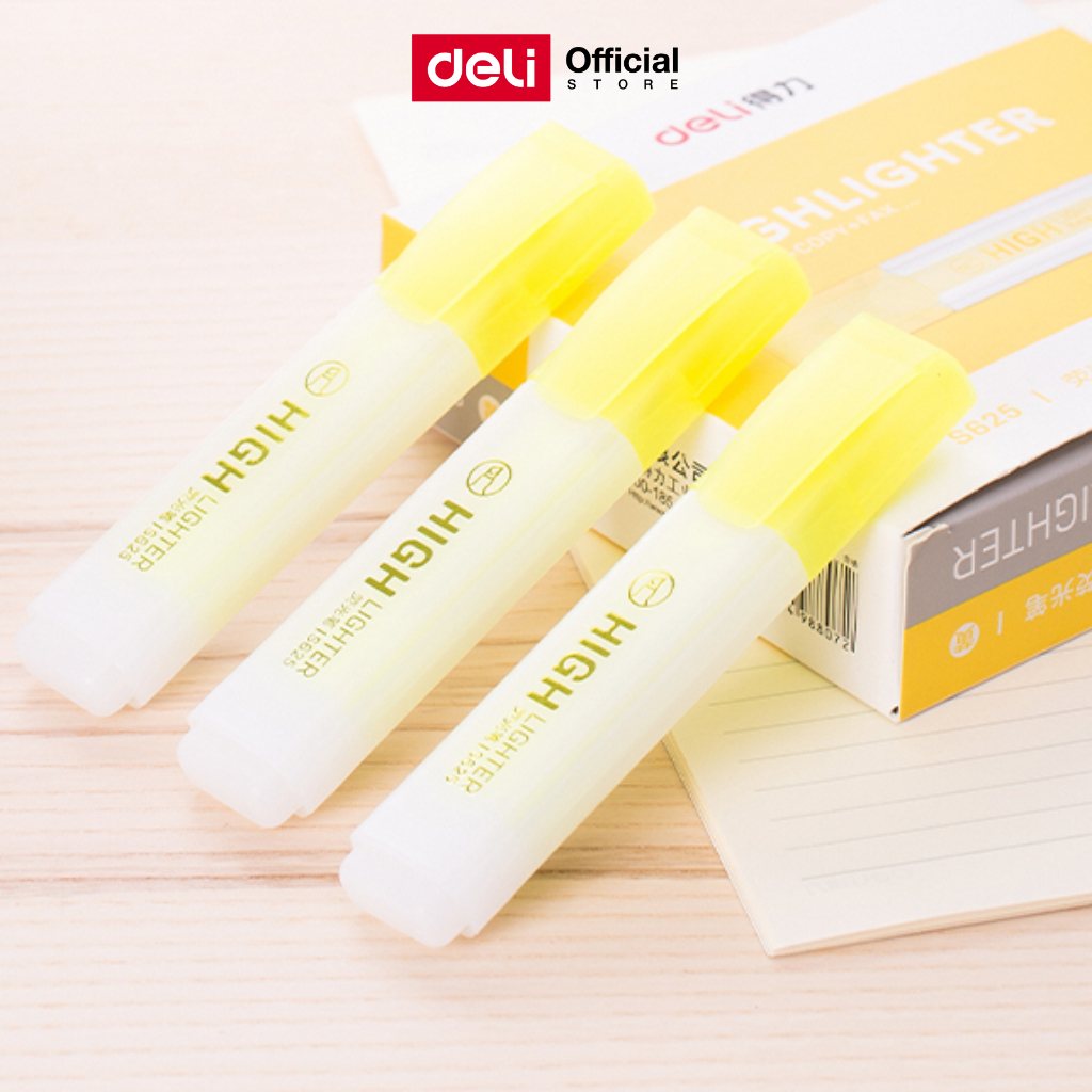 ปากกาไฮไลท์ Deli หัวตัด 1-5 มม สีหมึกสดใส แพ็ค 1 แท่ง เหมาะเน้นข้อความและเรียน Highlighter