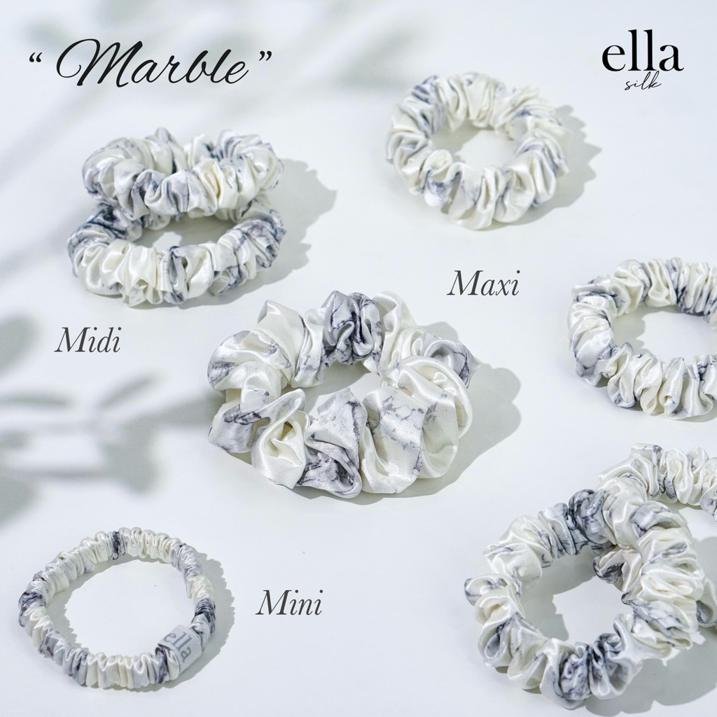 (จำนวน 1 ชิ้น) ยางรัดผมผ้าไหม ลาย marble - Ella Mulberry Silk Scrunchies : Marble collection