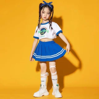 Beryl kids🌸ชุดการแสดงเด็ก🎀ชุดเด็กแฟชั่นสองชิ้น เชียร์ลีดเดอร์สำหรับเด็กชายและเด็กหญิง สไตล์เกาหลี เต้นฮิปฮอป เท่สุด