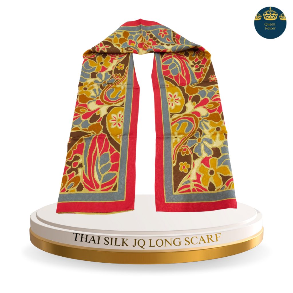 ผ้าพันคอผ้าไหมจิมทอมป์สัน Jim Thompson Silk Scarf ทำจากผ้าไหม  100% พิมพ์ลายพิเศษ เป็น special print