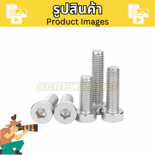 น็อต สกรู หัวบาง หัวเตี้ย ประแจหกเหลี่ยม สแตนเลส 304 เกลียวมิล หยาบ M8 / Thin Head Cap Screw