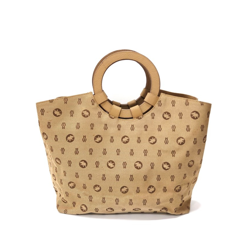 VTG Hunting World canvas tote bag with monogram pattern and ring handles กระเป๋าถือ งานแบรนด์แท้
