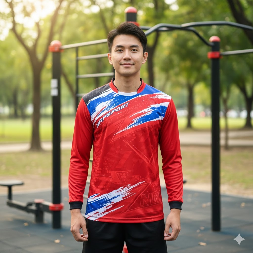 NAP19 เสื้อกีฬาแขนยาว ผ้าไมโคร ไซส์ S-XXL made in Thailand - รูปที่ 2
