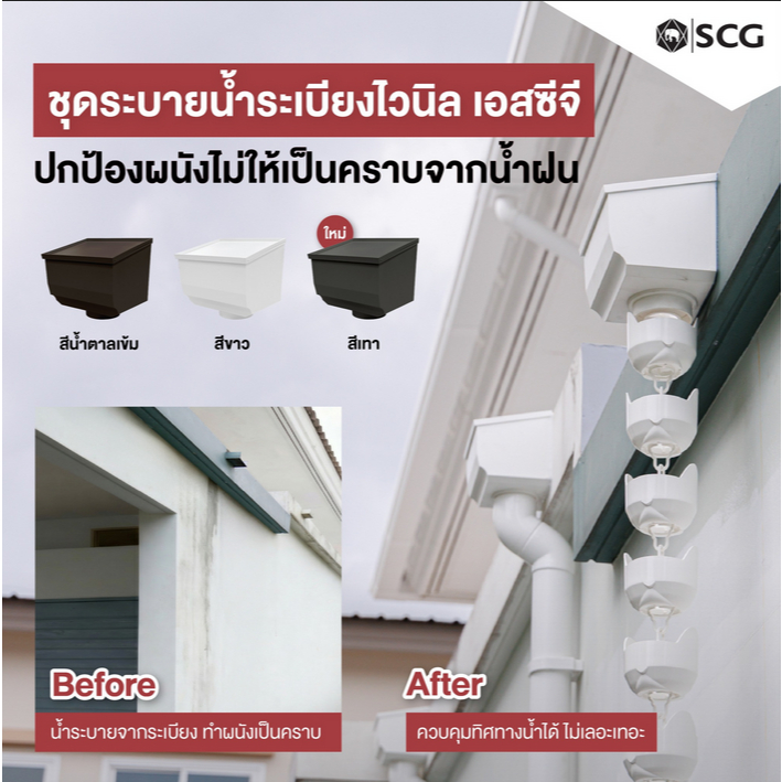 ชุดระบายน้ำระเบียงไวนิล SCG รุ่น SMART มี 2 สี ขาว และน้ำตาล