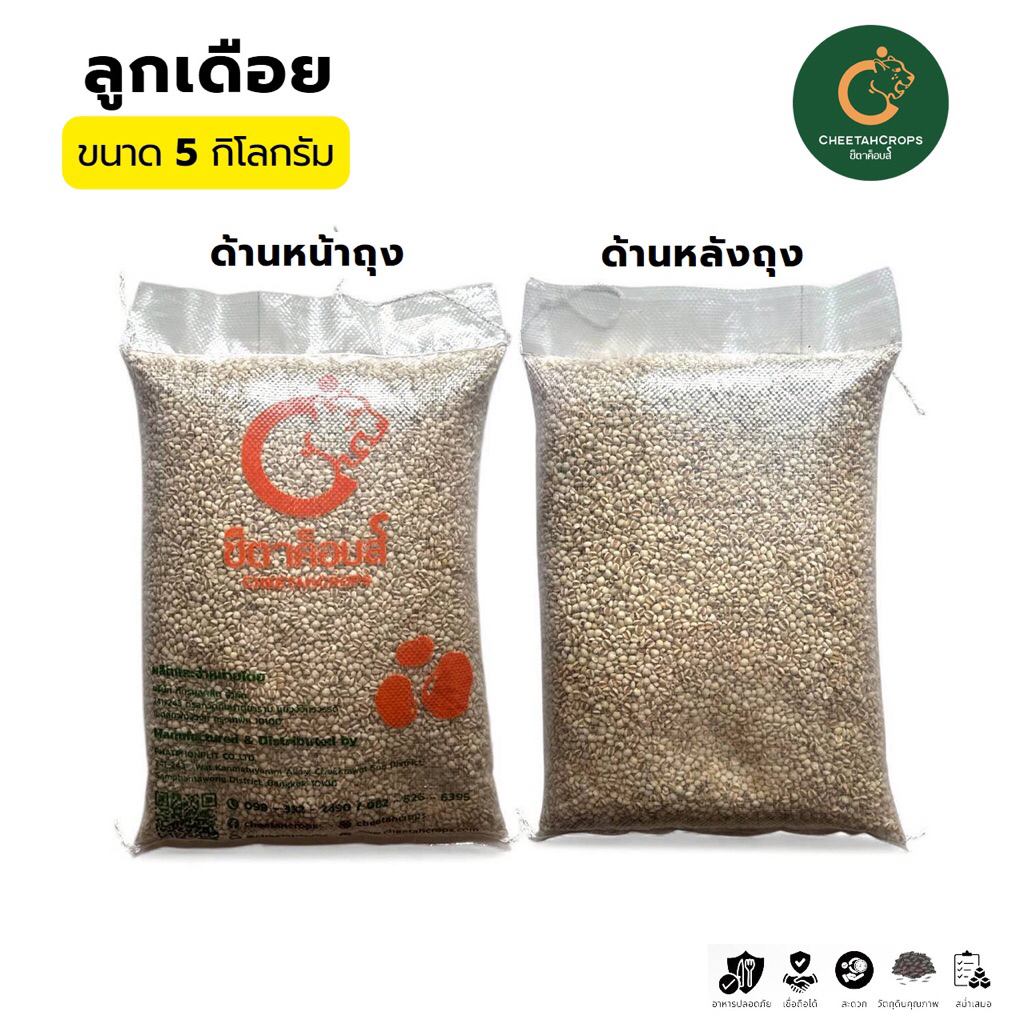 ลูกเดือย เกรดพรีเมียม ตราชีตาค็อบส (Cheetah crops) 5 กิโลกรัม