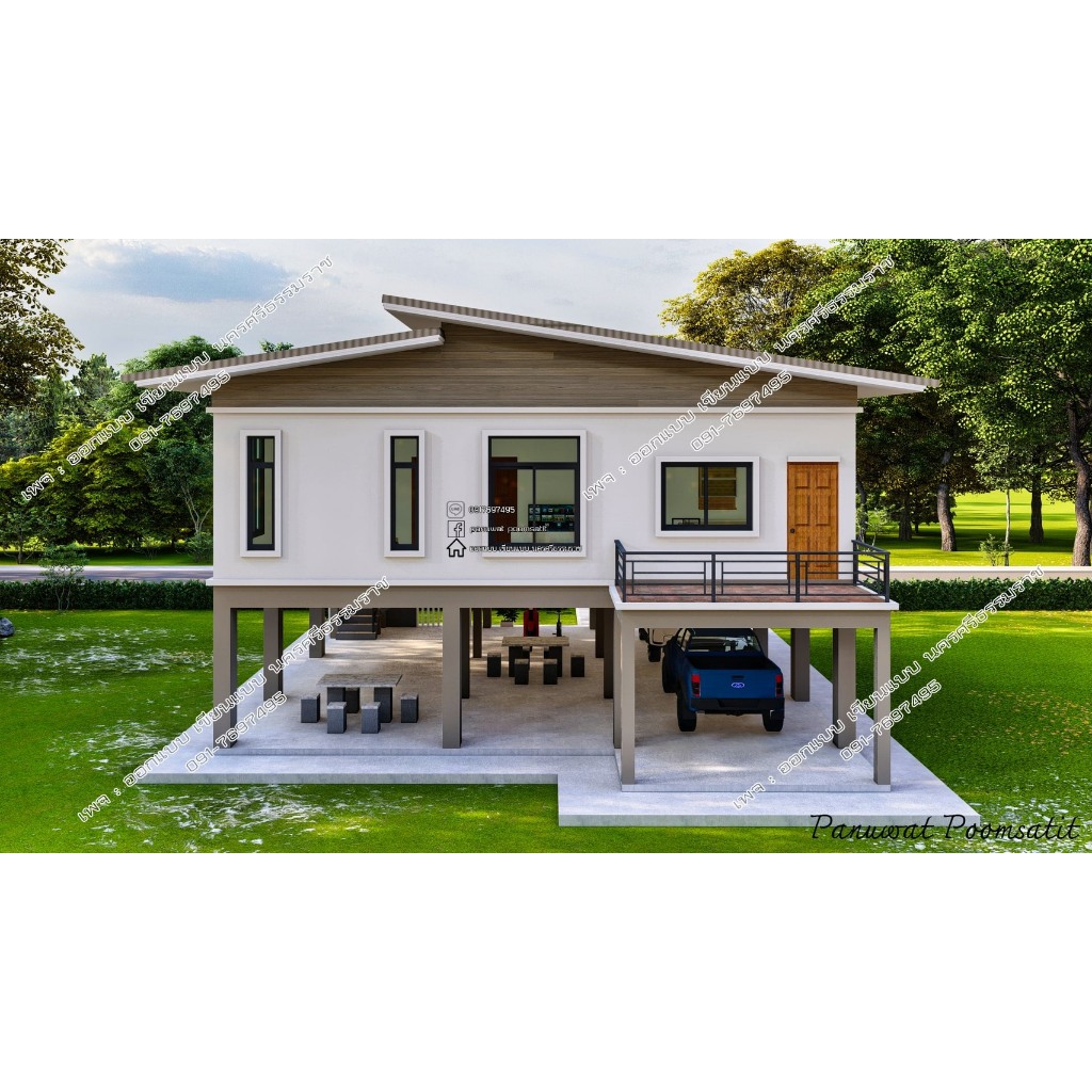 M36 แบบบ้านโมเดิร์น 3ห้องนอน 2ห้องน้ำ พื้นที่ใช้สอย 140 ตร.ม. [จัดส่งฟรี] - รูปที่ 4