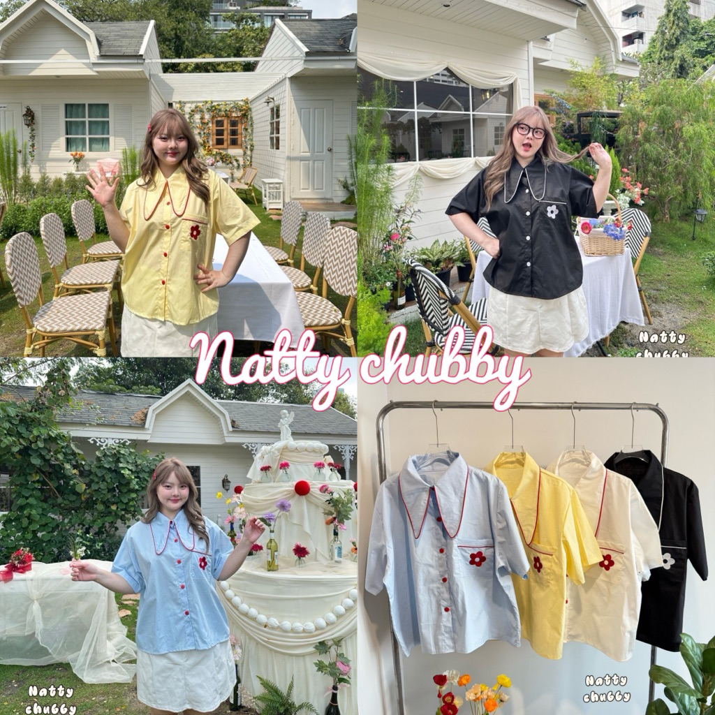 ส่งด่วน (NA) เสื้อเชิ้ตแต่งปกหูกระต่ายดีเทลแต่งกระดุมตัดตัวสีผ้า ใส่เที่ยวหรือใส่ทำงาน น่ารักมาก สาวอวบไซด์ใหญ่ อก38-50