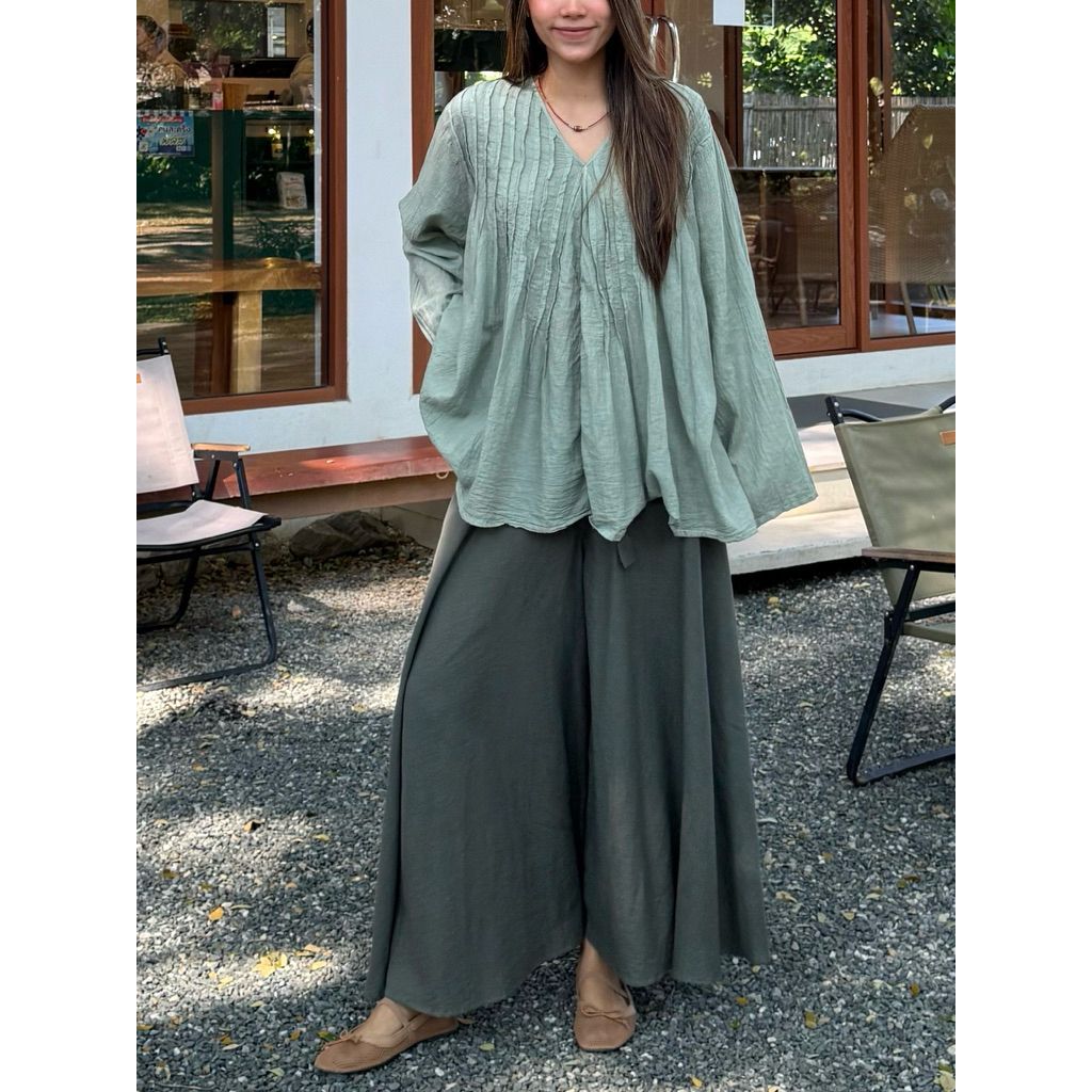 พร้อมส่ง เสื้อโอเวอร์ไซส์ผ้าตีเกร็ด ใส่สบาย