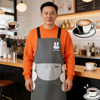 ผ้ากันเปื้อนกันน้ำมันและกันน้ำ เหมาะสำหรับร้านอาหารและคาเฟ่ ใช้ได้ทั้งชายและหญิง สามารถใช้เช็ดเอวและมือได้ มีกระเป๋า