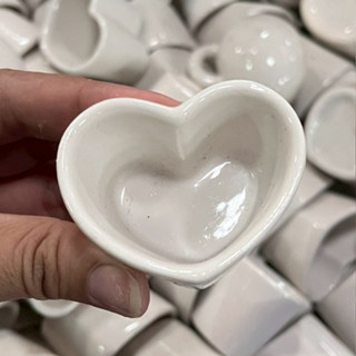 ถ้วยน้ำจิ้ม ถ้วยน้ำจิ้มรูปหัวใจ ถ้วยน้ำจิ้มสีขาว ทำจากเซรามิ…