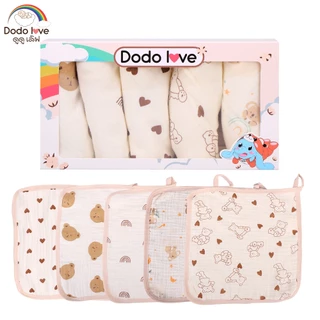 Dodolove ผ้าเช็ดหน้าเซต 5 ชิ้น สุดคุ้ม เป็นแบบคละลาย เนื้อผ้าคอตตอน ระบายอากาศได้ดี 1 เซต มี 5 ผืน
