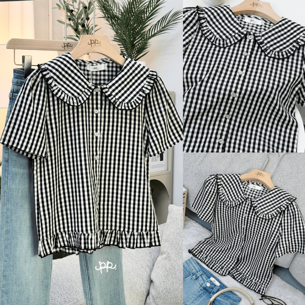 POI เสื้อสก็อตคอบัวแขนสั้นแต่งชาย L025L6