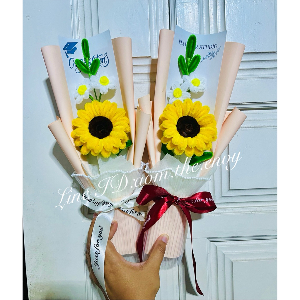ช่อดอกทานตะวัน ลวดกำมะหยี่ ขนาด 16x25 cm