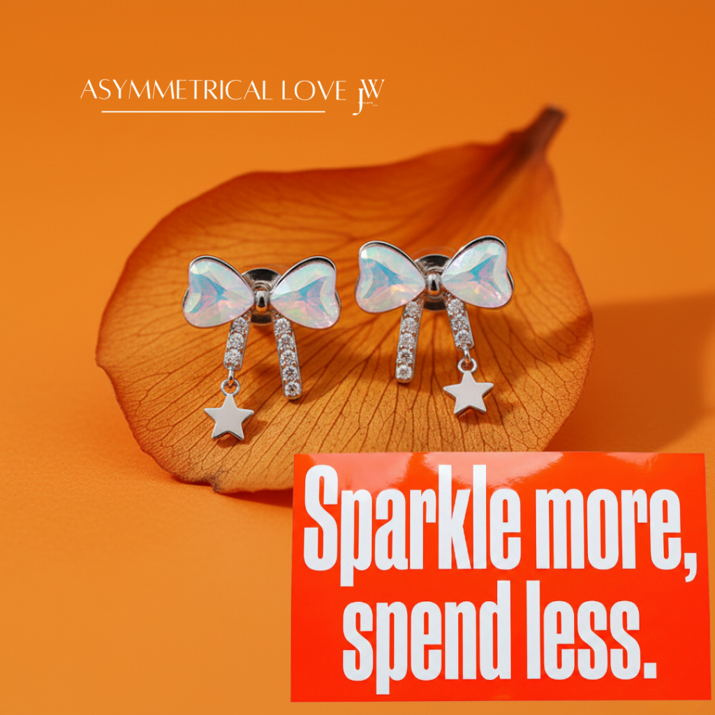 OUTLETS ล้างสต็อกจากโรงงานตรง ต่างหู Color Bow ต่างหูเงิน Valentine ของขวัญ ต่างหูแฟชั่น ตุ้มหูเพชร