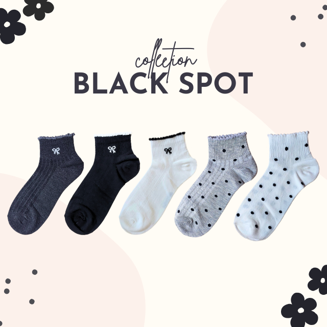 🖤⚪ ถุงเท้าข้อสั้น โทนขาวดำแมชกับชุดง่าย คอลเลคชั่น “Black Spot” ⚪🖤