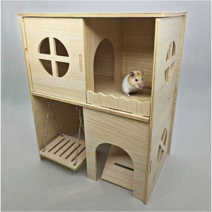DOD บ้านไม้หนูแฮมเตอร์ 2ชั้น บ้านใหญ่ บ้านไม้ บ้านหนูแฮมเตอร์ ของเล่นหนูแฮมเตอร์ ส่งไว