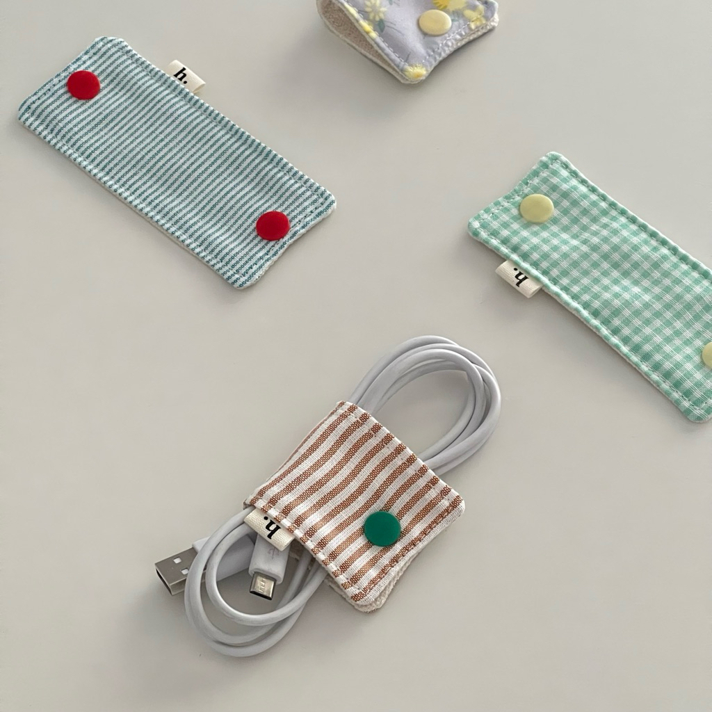 fabric cable holder (Short/1 ด้าน) - ที่รัดสาย สายชาร์จ สายหูฟัง