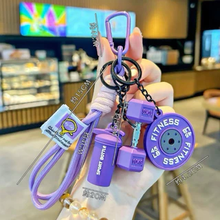 OKK Life Stop(ZC610)*พร้อมส่งในไทย*พวงกุญแจฟิตเนส แก้วน้ำดัมเบลแผ่นน้ำหนักจำลอง มีหลากหลายสีน่ารักๆ