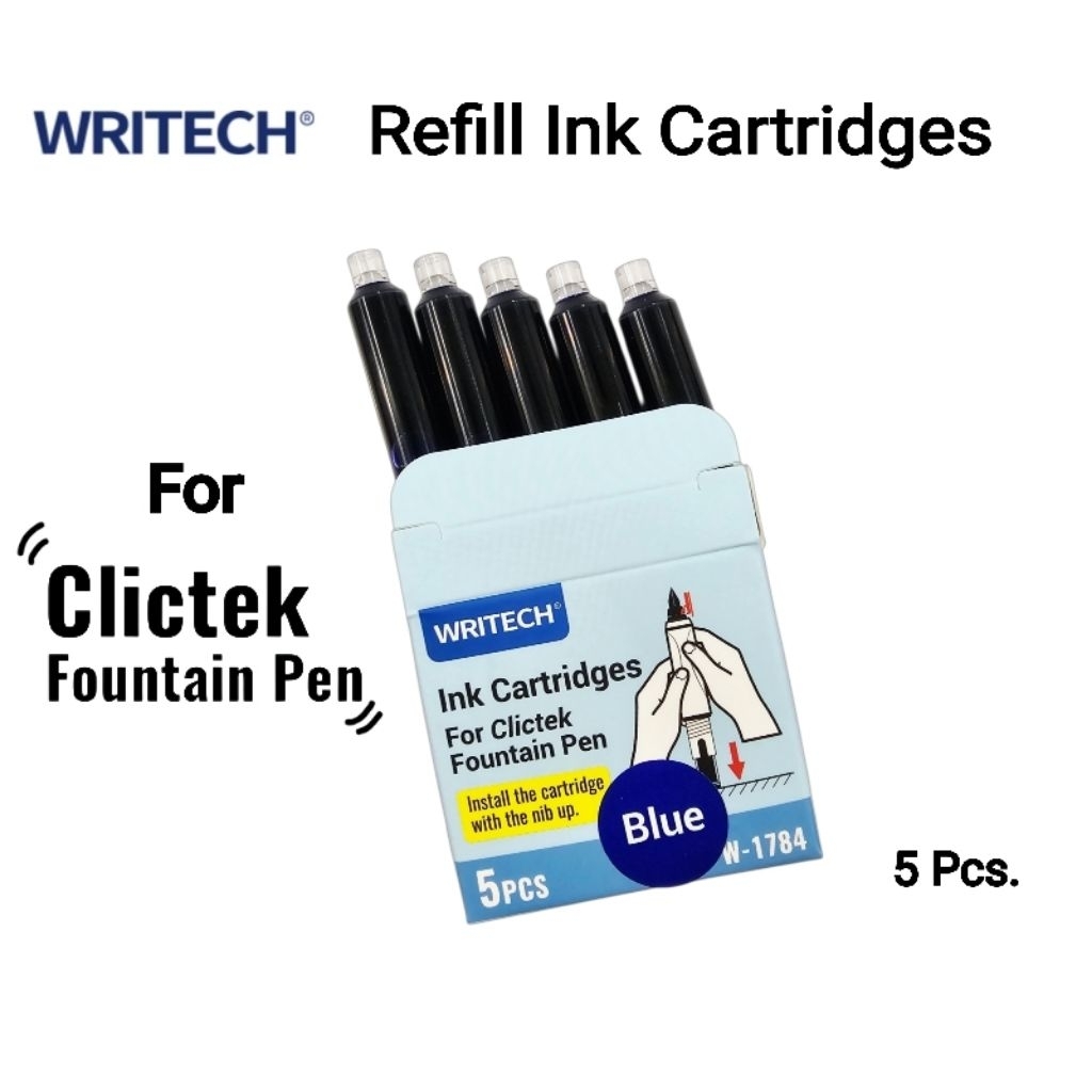 Writech รีฟีลปากกาหมึกซึมแบบกด W-1784 (Refill Ink Cartridge) หมึกน้ำเงิน สำหรับรุ่น Clictek Retracta