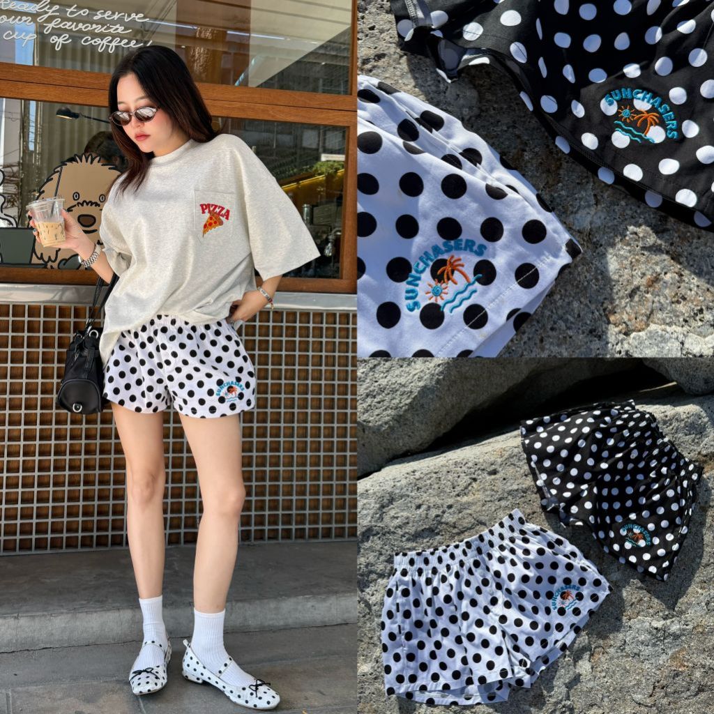 Polkadot - กางเกงขาสั้นลายจุด ผ้านิ่ม ใส่สบาย ดีเทลงานปัก