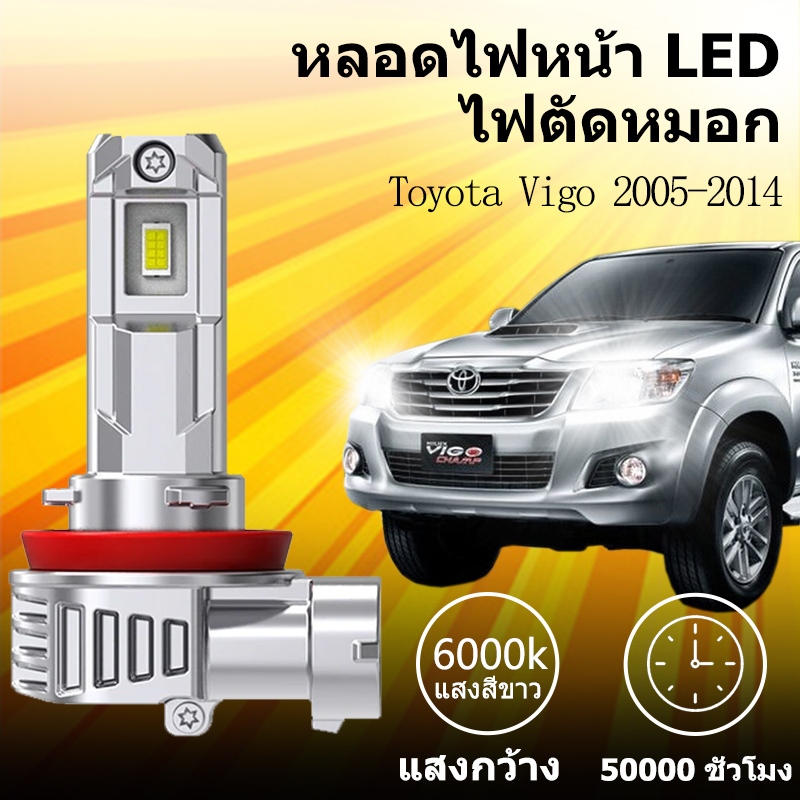 หลอดไฟหน้า LED ขั้วตรงรุ่น Toyota Vigo 2005-2014 H4 แสงขาว มีพัดลมในตัว ราคาต่อ 1 คู่ พร้อมส่ง ราคาถูก Shopee Lazada