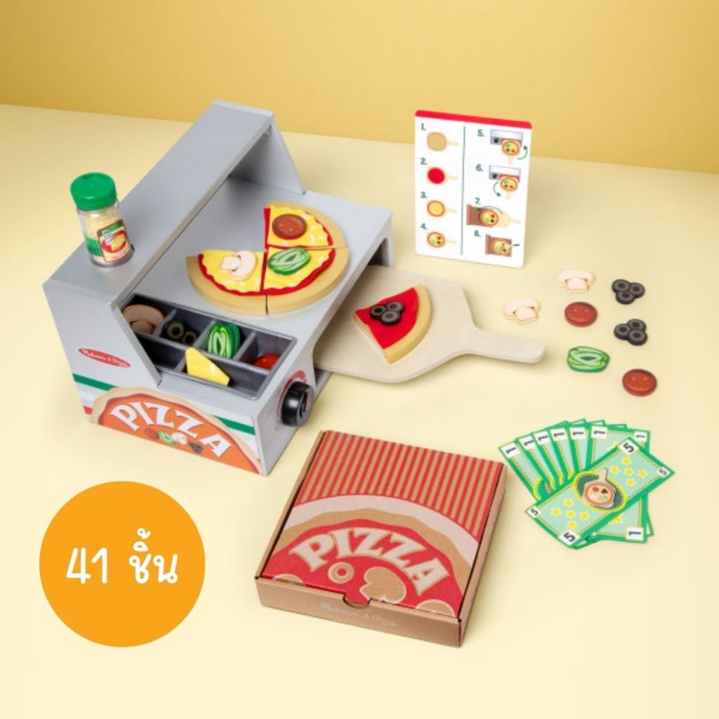 (ของแท้ USA) ของเล่นพิซซ่า อุปกรณ์เยอะมากTop & Bake Pizza Counter Melissa & Doug ของเล่นเด็ก 9465 - รูปที่ 2
