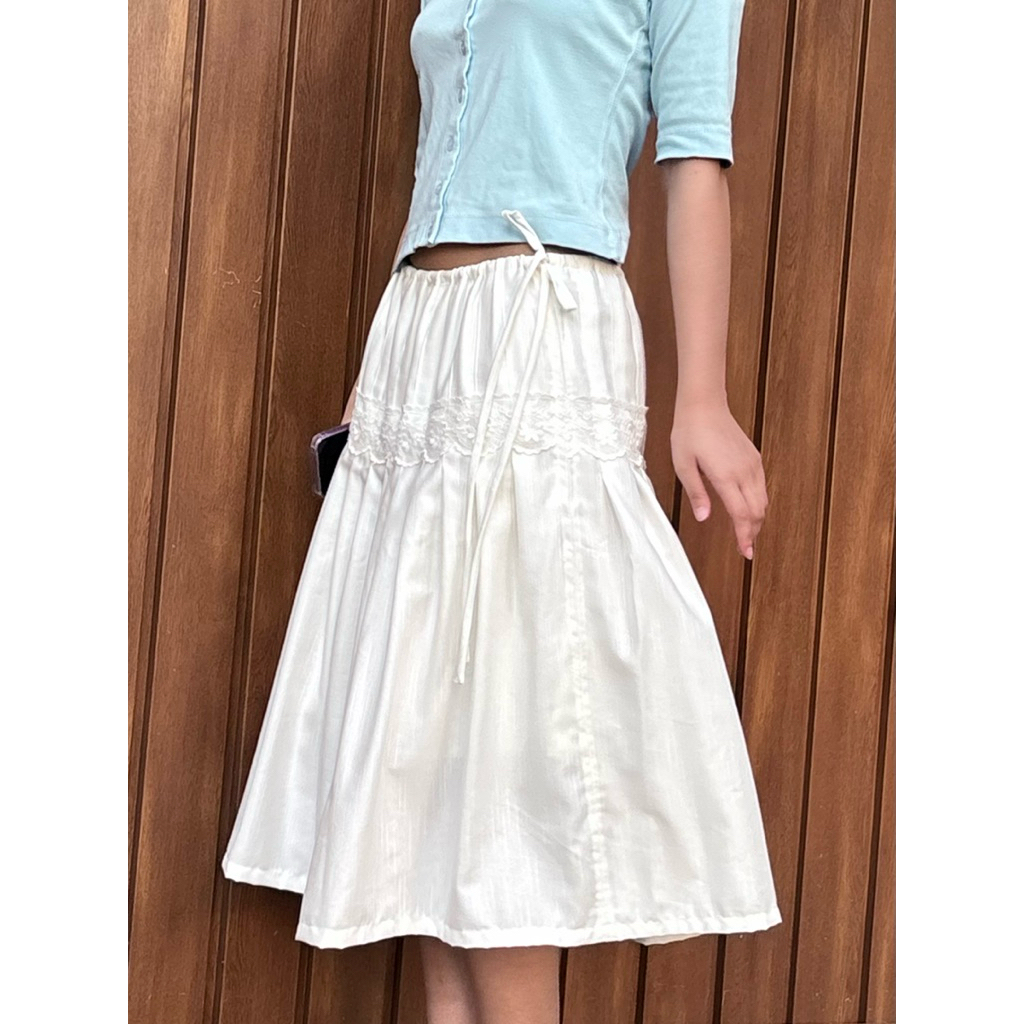 กระโปรงเอวรูด Lacely midi skirt - brookinstudio