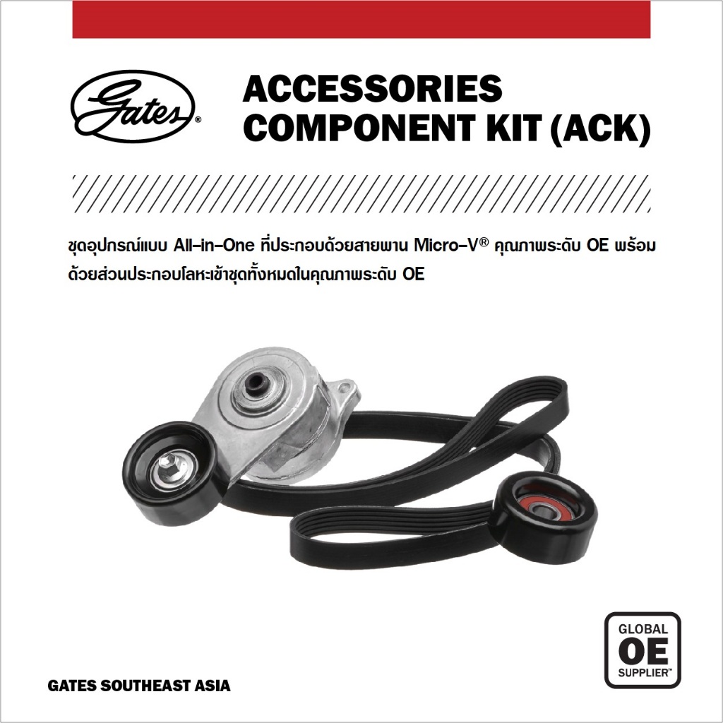 Gates ชุดลูกรอกตั้งสายพานหน้าเครื่อง Honda Accord G7 เครื่องยนต์ 3.0 V6 (J30A) ปี 2003-2007 ขนาด 29.