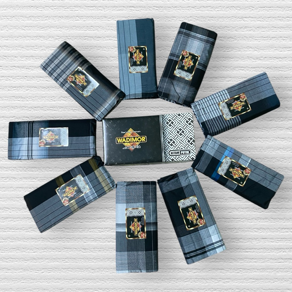 ผ้าถุงผู้ชาย ผ้าโสร่งผู้ชาย ผ้านุง แบรนด์ “Wadimor” โทนขาวดำ ไม่ลื่น ซับน้ำดี เย็บแล้ว พร้อมกล่อง 😊