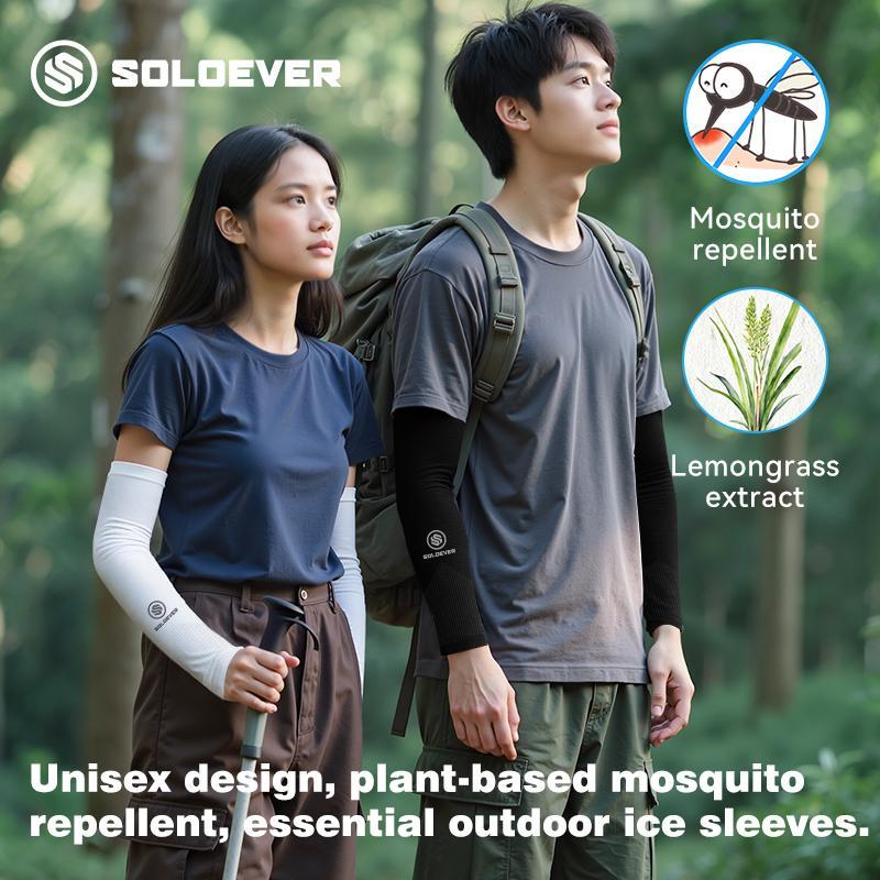 SOLOEVER ปลอกแขนกันแดดติดแอร์ ผ้าละเอียด กันแสง UV99% ปลอกแขนกันยุง ใส่ได้ทั้งชายและหญิง