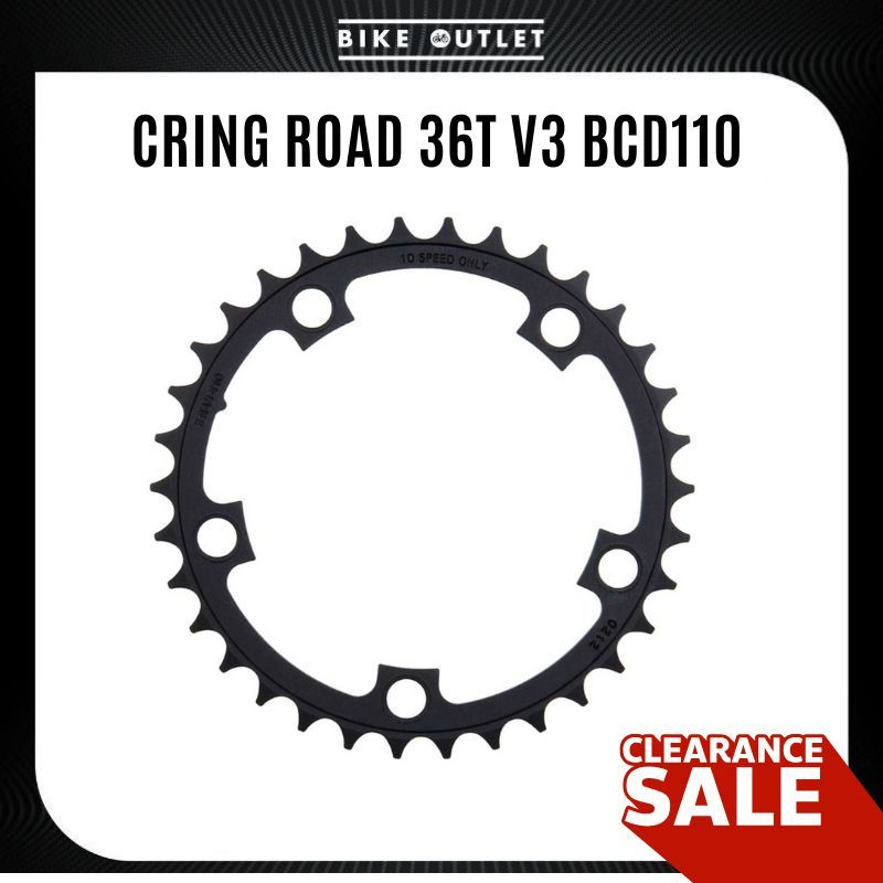 🔥 ล็อตสุดท้าย!! ใบจานหน้าจักรยาน SRAM/TRUVATIV CRING ROAD 36T V3 BCD110 AL3 10 SPEED สีดำ (BLK) ของแท้