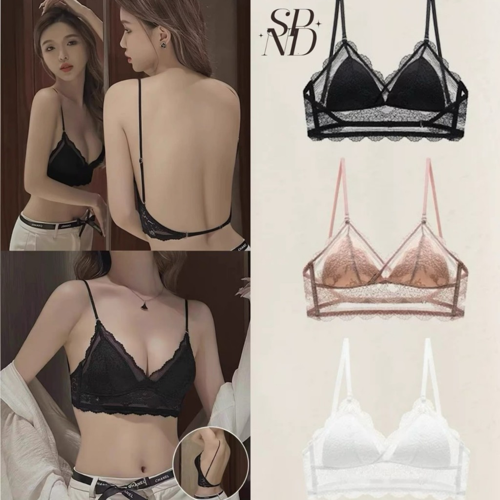 SPND เสื้อชั้นในบราลูกไม้เว้าหลัง มีฟองน้ำ สายใส่ได้หลายแบบ มีให้เลือก 3 สีให้เลือก พร้อมส่ง (3132)