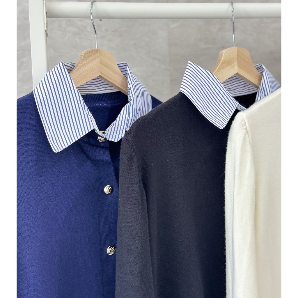 เสื้อคาร์ดิแกนคอปก ผ้านิ่มยืดเด้ง ใส่สบายมาก สไตล์เกาหลี - รูปที่ 3