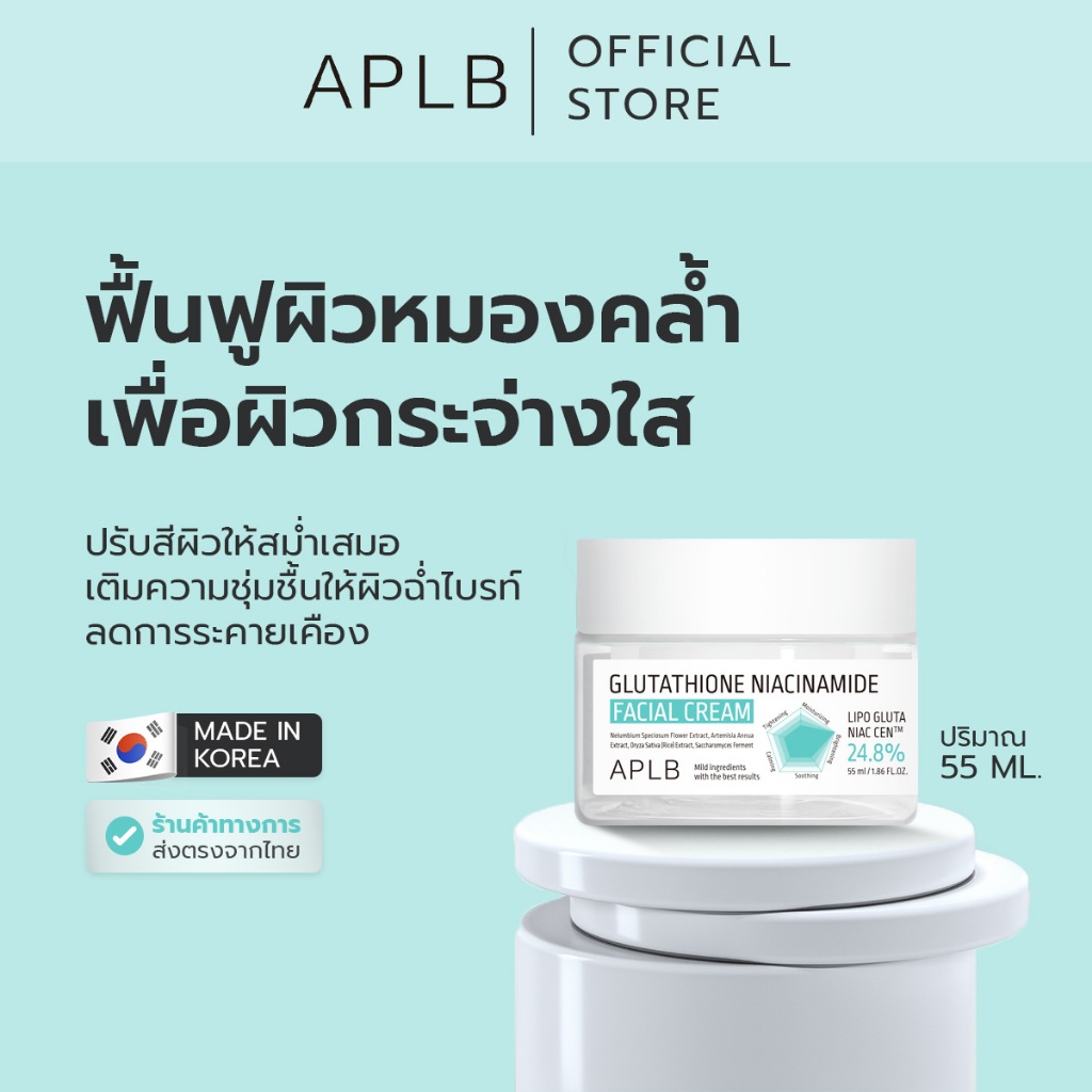 APLB [ผิวใส ลดหมอง] กลูต้าไธโอน ครีมทาหน้า Glutathione Niacinamide Facial Cream ปริมาณ 55 ml