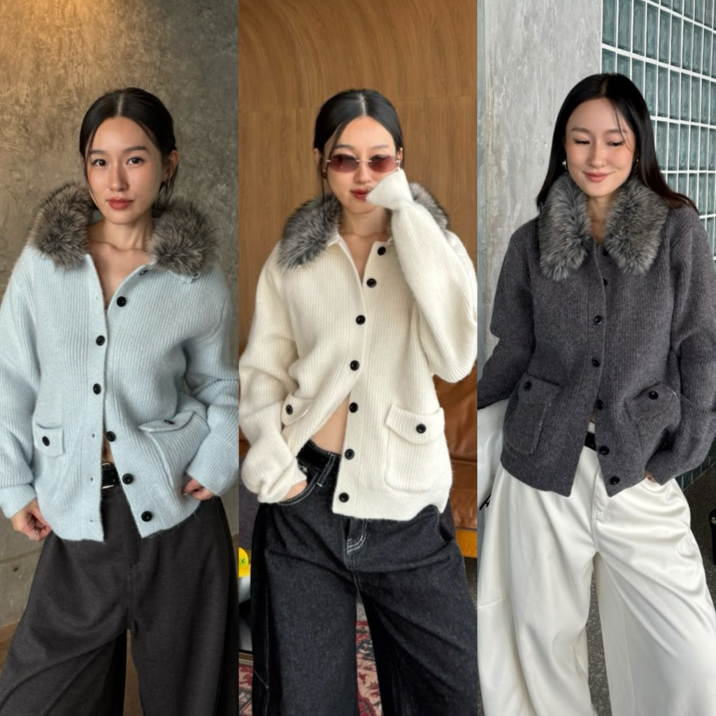 428 knockknock - FUR COLLAR TOP