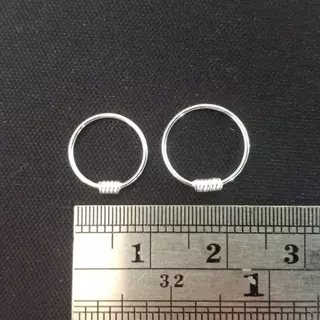 ต่างหูห่วงเงินแท้ Worm Hoop Earrings 92.5% (ห่วงตัวหนอน)