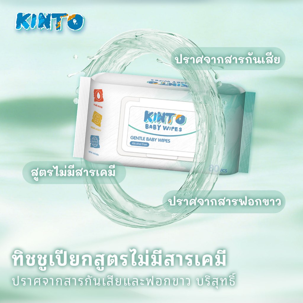 【NEW!!!】KINTO ทิชชู่เปียก ทิชชู่เปียกเด็ก บรรจุขนาดใหญ่ 12Pack - 960แผ่น  ไม่มีแอลกอฮอล์  ทำความสะอาดง่าย - รูปที่ 3