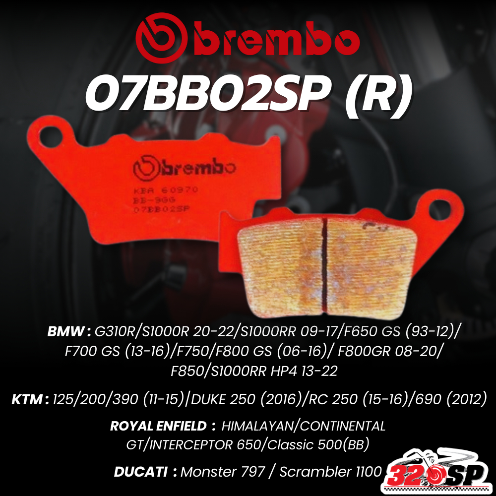 ผ้าเบรค BREMBO SINTER รหัส 07BB02SP สำหรับ HONDA / YAMAHA / BMW / DUCATI / KTM / royal enfield เฉพาะ