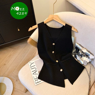 MQzz4289 *พร้อมส่ง* เสื้อกล้าม เสื้อกั๊ก คอวีทรงเข้ารูป กระดุมด้านหน้า Freesize
