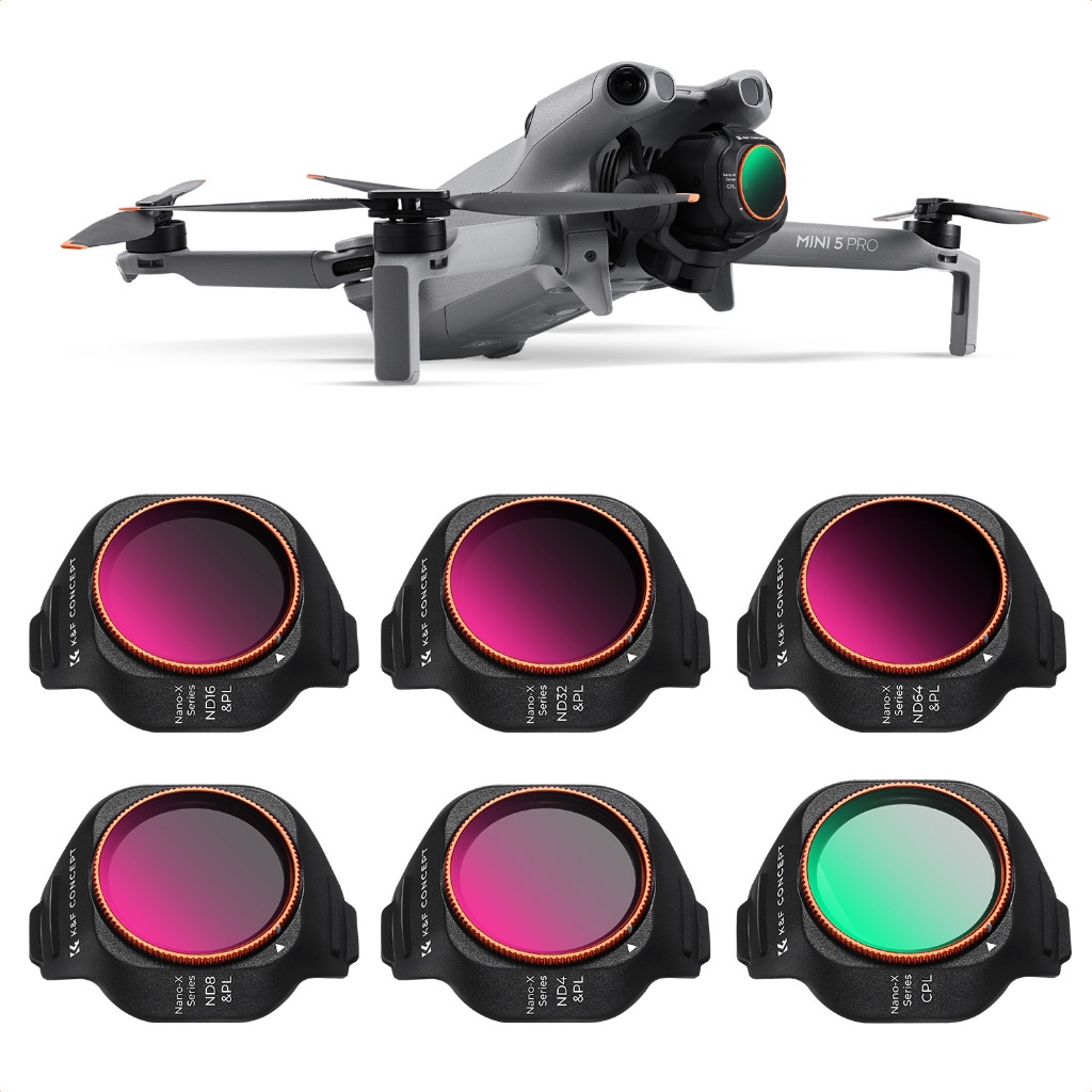 K&F Concept Drone Filters For DJI Mini 5 PRO CPL, UV, VND2-32 & 32-512, ND8,16,32,64,128,1000