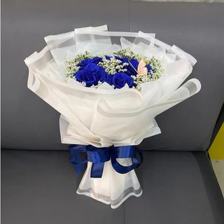 [ พร้อมส่ง ] ช่อดอกกุหลาบกลิตเตอร์ 5 ดอก แซมดอกไม้แห้ง ทรง กลม