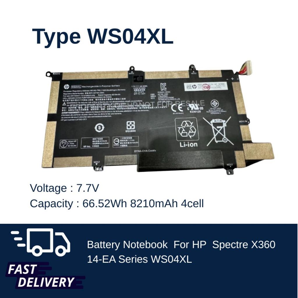 แบตเตอรี่ โน๊ตบุ๊ค Battery Notebook HP Spectre X360 14-EA WS04XL ของแท้ ส่งฟรี ประกัน 1 ปี
