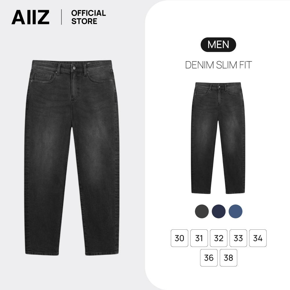 AIIZ กางเกงยีนส์ผู้ชายขายาวทรงเข้ารูป AIIZ Men's Denim Slim fit