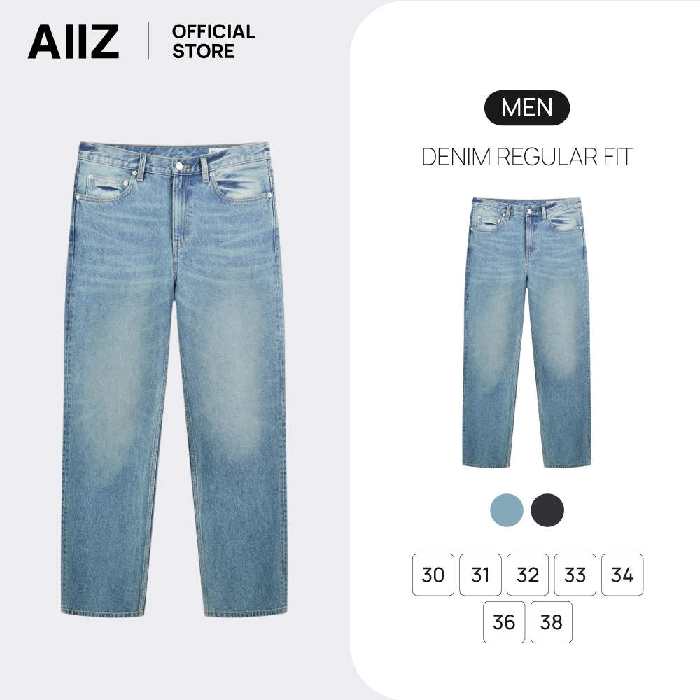 AIIZ กางเกงยีนส์ผู้ชายขายาว ทรงขาตรง AIIZ Men's Denim Regular Fit